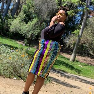 Multicolored sequined skirt